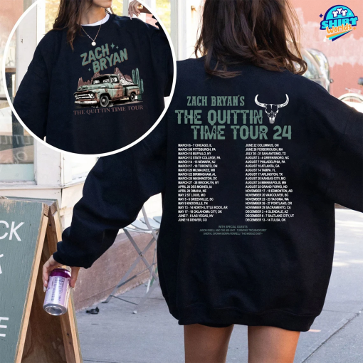 The Quittin Time Tour Sweatshirt, Zach Bryan Concert Crewneck, Zach Bryan Country Music T-Shirt, Zach Bryan 2024 Show Hoodie, Burn Burn Burn