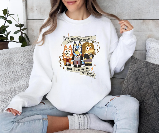 Vintage I Solemnly Swear That I Am Up To No Good Bluey Sweatshirt, Harry Potter Bluey Shirt, Bluey Character Sweatshirt, Bluey Lovers shirt