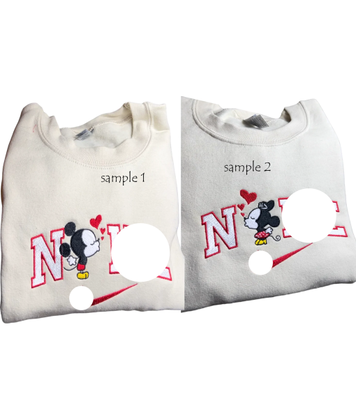 Couple Mi.ck.ey and M.innie Couple Lovely embroidered Sweatshirt, Mickey Mouse Embroidery, Cars Lightning Couple Embroidered Hoodie