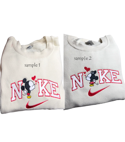 Couple Mi.ck.ey and M.innie Couple Lovely embroidered Sweatshirt, Mickey Mouse Embroidery, Cars Lightning Couple Embroidered Hoodie