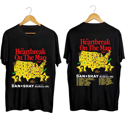 Dan + Shay 2024 Heartbreak on the Map Tour Shirt, Dan + Shay Band Fan Shirt, Dan + Shay 2024 Concert Shirt, Heartbreak on the Map Tour Tee