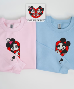 Heart Matching Valentine’s Day Embroidered Sweatshirts, Couple…