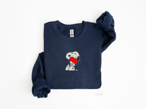 Cute Dog Valentine’s Day Embroidered Sweatshirts, Couple Sweatshirts, Best Valentine’s Gifts