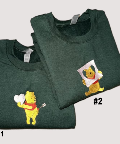 Valentines Day Winnie the Pooh Embroidered Sweatshirt…