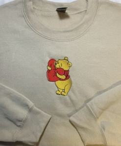 Winnie The Pooh Happy Crewneck embroidered Sweatshirt