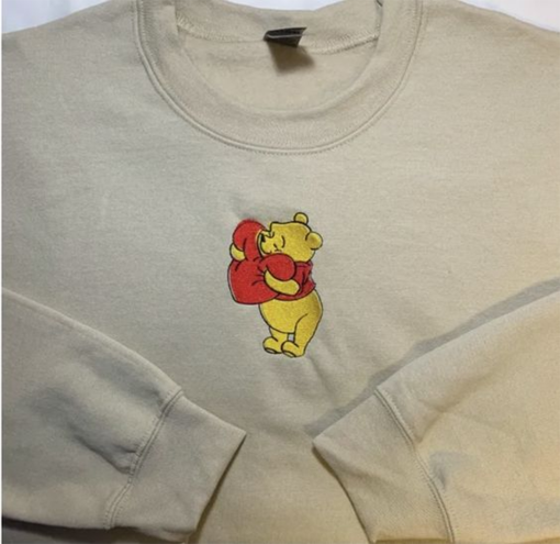 Winnie The Pooh Happy Crewneck embroidered Sweatshirt