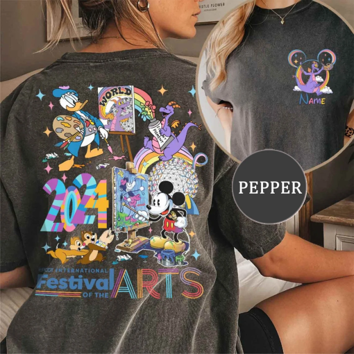 Two-sided Epcot International Festival of the Arts 2024 Comfort Colors Shirt, Custom Mickey & friends Figment shirts, Epcot Family shirts