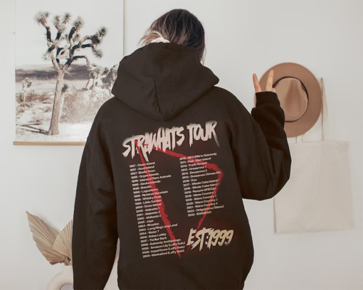 Strawhat Tour Metal Ver. Band HOODIE! One Piece Anime Embroidered Hoodie (DARK BROWN)