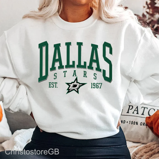 Dallas Stars Sweatshirt, Dallas Sports Fan Gift, Woman Hockey Fan Shirt, Hockey Team Retro Shirt, Vintage Style Dallas Hockey Hoodie