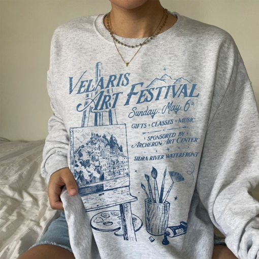 Velaris Art Festival Sweatshirt | ACOTAR Night Court Licensed SJM Merch Feyre Archeron Nesta Rhysand Cassian Bookish TOG Crescent City Fan