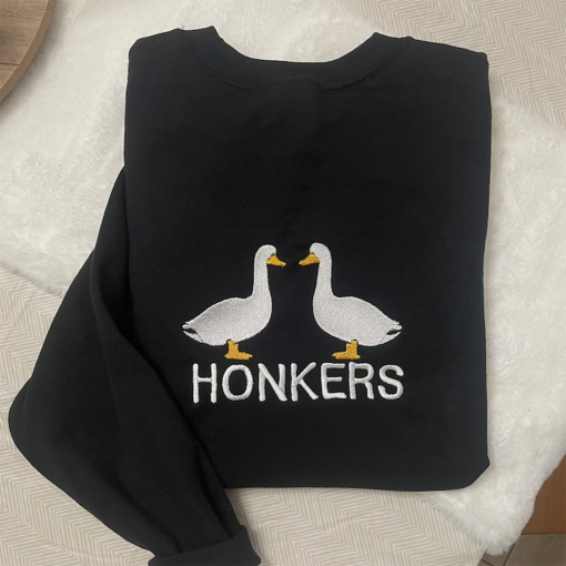 Honkers Embroidered Sweatshirt- Y2K Style Embroidered Crewneck| unisex Sweatshirt- funny clothing- gifts -silly goose – university crewneck