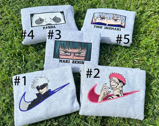 G.o.j.o S.a.t.or.u Anime Embroidered Sweatshirt, Anime Shirt, Embroidery Clothing, Embroidered Anime, Anime Sweater, Embroidery Sweater