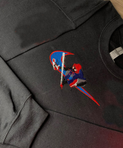 Spiderman Swoosh EMBROIDERED Crewneck Sweatshirt (superhero merch)…