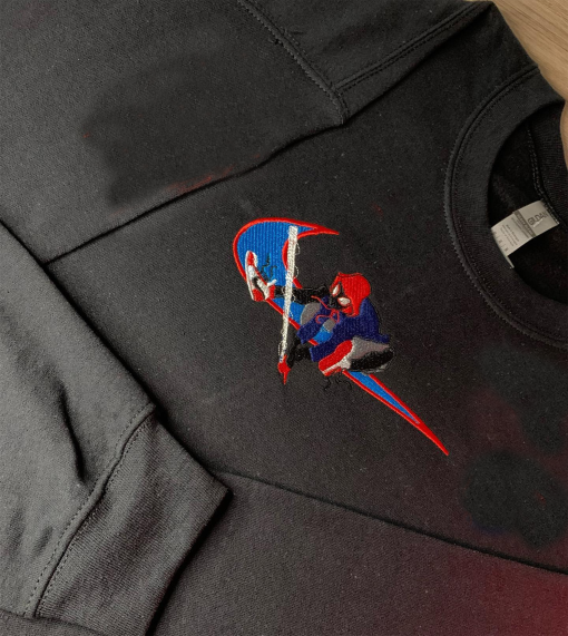 Spiderman Swoosh EMBROIDERED Crewneck Sweatshirt (superhero merch) spider man