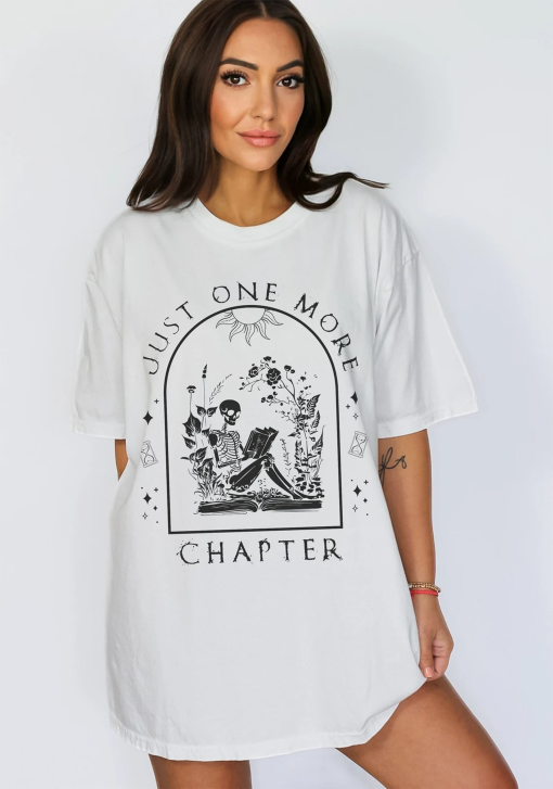 “Comfort Colors® One More Chapter Shirt, Book Lover Shirt, Bookish Tee, Reading Shirt, Reading Skeleton Shirt, Bookish Shirt, Bookworm Gift “