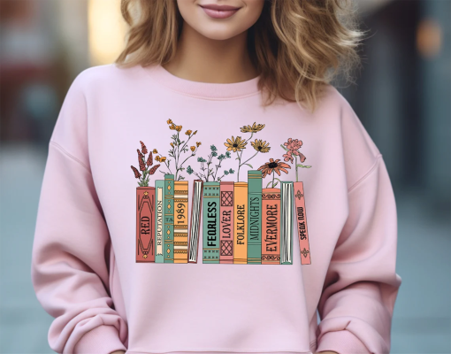 Music Albums as Books Sweatshirt, Vintage Albums as Books, Folk Music Hoodie, Concert Gift for Her