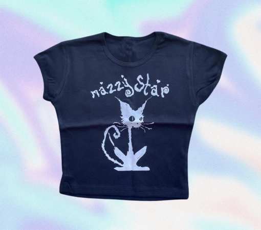 Mazzy Star Top Y2K Baby Tee, T-Shirt Short Sleeve Top, Gothic Street T-Shirt, Baby Tee Top, Kawaii Baby Tees, E-girl Crop, Goth Short Tee