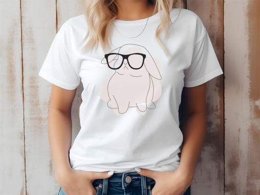 Bunny With Glasses Shirt, Rabbit With Glasses T-Shirt, Kids Easter Tshirt, Cute Easter Shirt, Easter Day Shirt for Woman, Spring Bunny Shirt