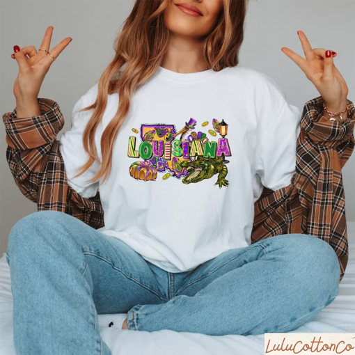 Louisiana Mardi Gras Shirt, Mardi Gras Retro Crocodile Gift, Mardi Gras Animal Tee, Mardi Gras Carnival, Fat Tuesday Sweatshirt, Nola Sweat