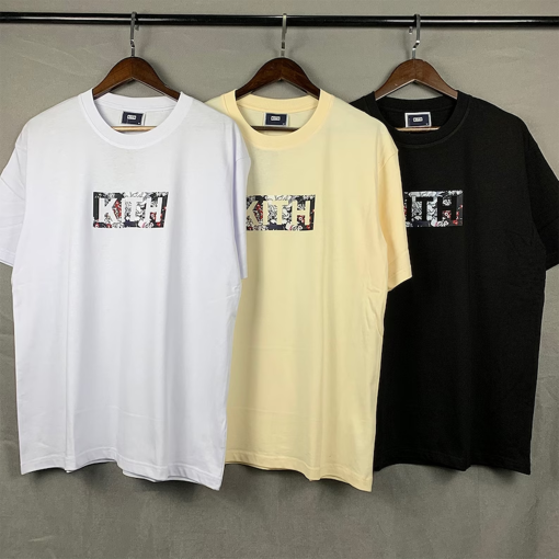 High Quality kith floral classic box logo tee,White,Black,Beige Short Sleeve T-Shirt