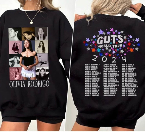 Vintage Olivia Rodrigo Shirt, Trendy Olivia Guts Tour 2024 Sweatshirt Short Sleeve