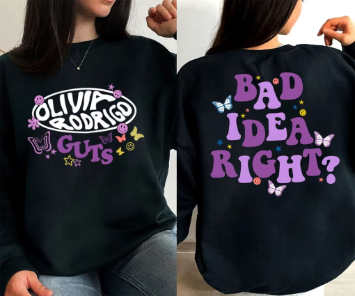 Bad Idea Right GUTS World Tour Olivia Rodrigo 2024 T-Shirt, Olivia Rodrigo Shirt, Bad Idea Right Shirt, GUTS World Tour 2024 Sweatshirt