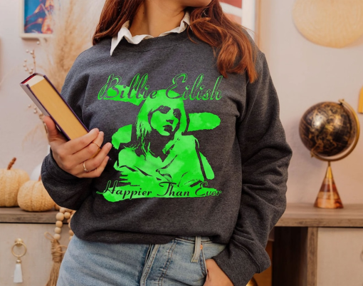 Billie Eilish Happier Than Ever Vintage Tour Sweatshirt, Trendy Song Sweatshirt, Vintage T-Shirt – Billie Eilish Unisex Top Hands Face