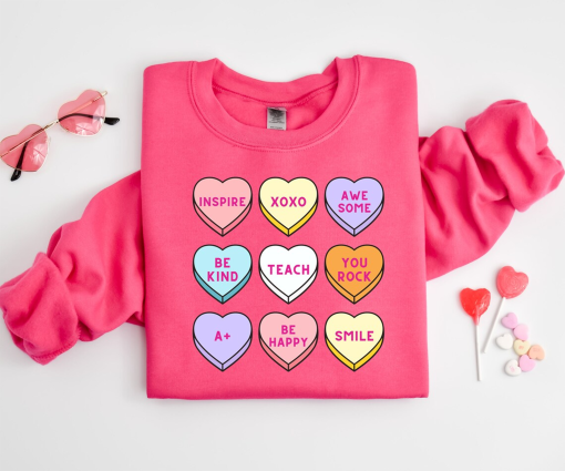 Positive Affirmations Sweatshirt, Teacher Valentine Sweatshirt, Women’s Valentines Day Sweatshirt, Retro Heart Sweatshirt, Candy Heart Tee