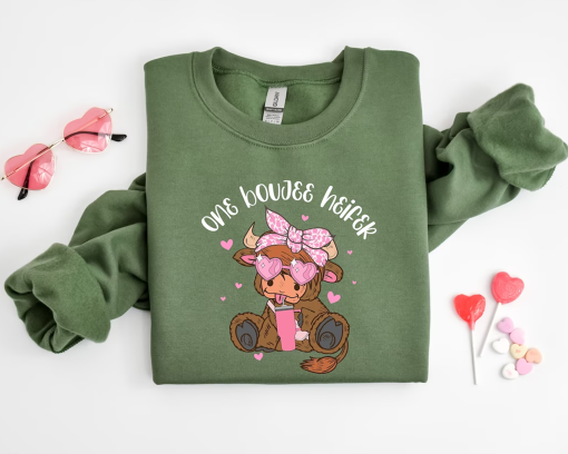 One Boujee Heifer Sweatshirt, Funny Valentine’s Day Shirt, Valentine’s Day Woman Sweatshirt, Cute Heifer Valentine Shirt,Valentine’s Day Tee