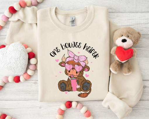 One Boujee Heifer Sweatshirt, Funny Valentine’s Day Shirt, Valentine’s Day Woman Sweatshirt, Cute Heifer Valentine Shirt,Valentine’s Day Tee