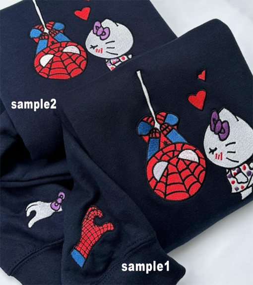 Kitty x Spider Couples With Sleeve Embroidery Crewneck Sweatshirt