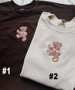 Embroidered Teddy Bear Bow Sweatshirt