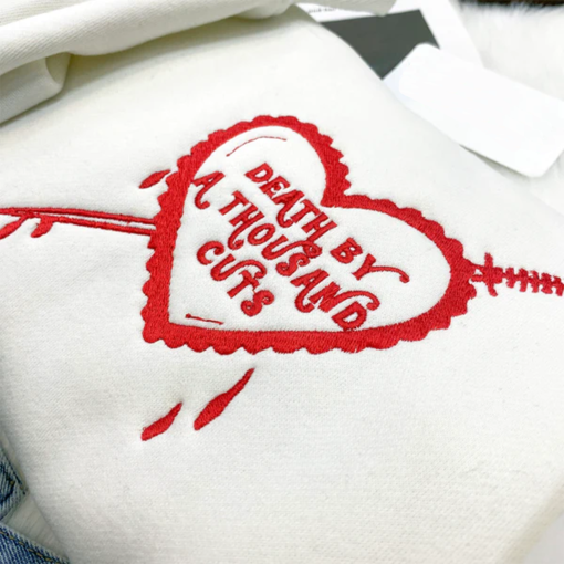 Death By A Thousand Cuts Heart Embroidered Sweatshirt