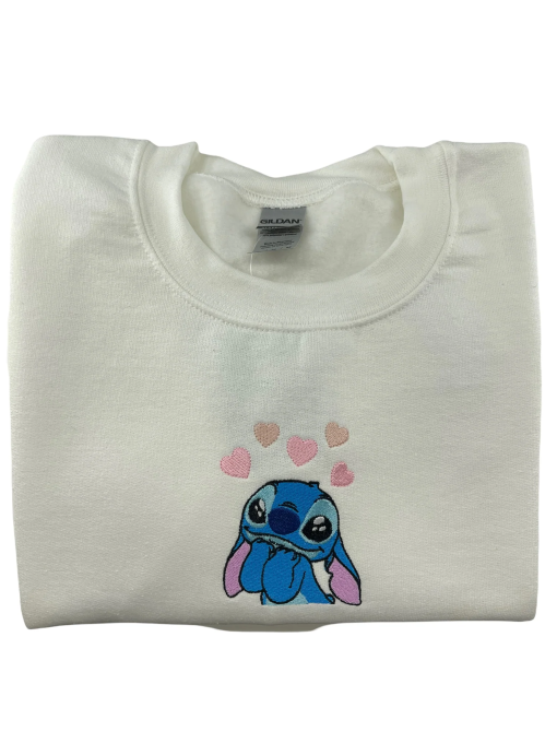 Stitch Heart Embroidered Sweatshirt | Stitch Crewneck | Valentines Stitch