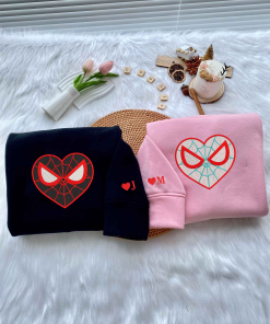 Cute Spider Embroidered Matching Crewnecks Sweatshirt, Best…