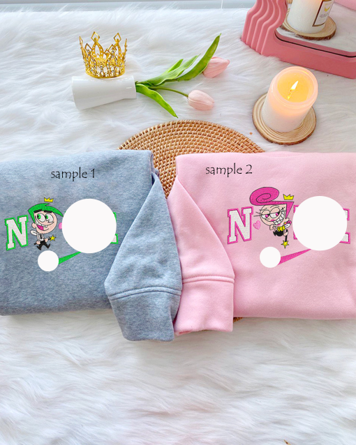 Couple Embroider sweatshirt / Special Date sweatshirt / Wanda and Cosmo / Valentines day hoodies / Anniversary hoodies