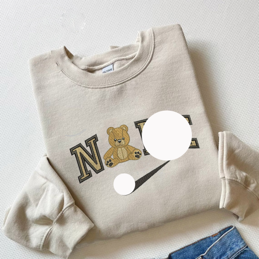 Embroidered Teddy Bear Bow Sweatshirt