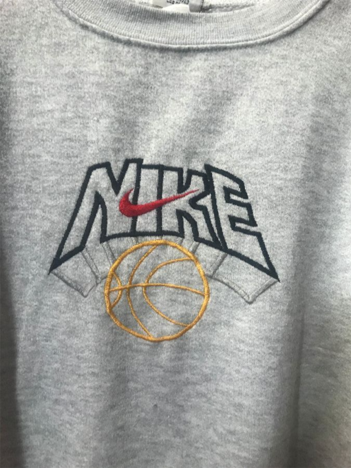 Vintage Style Basketball Crewneck Sweatshirt Embroidered