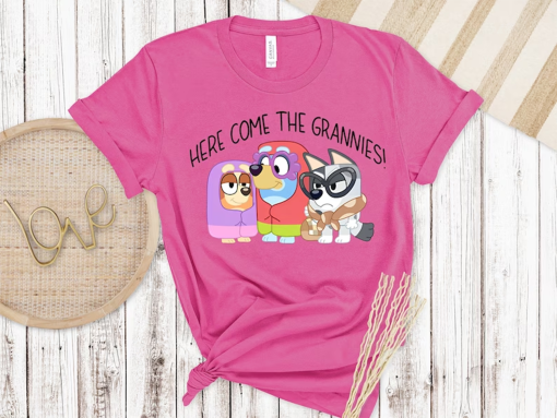 Here Comes the Grannies Bluey Shirt, Bluey shirt, Bluey Character Shirt, Bluey Heeler Family Shirt, Bluey Birthday Gift, Bluey and Bingo Tee