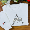 Bird Snow Embroidered Sweatshirt Custom Name Sleeve