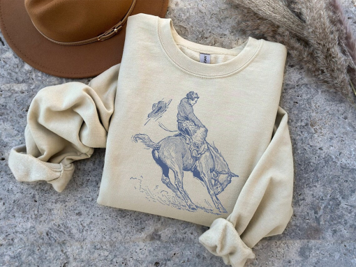 Bucking Bronco Sweatshirt Western Shirt Western Sweatshirt Western Crewneck Vintage Western Shirt Rodeo Cowboy Shirt Wild West Apparel