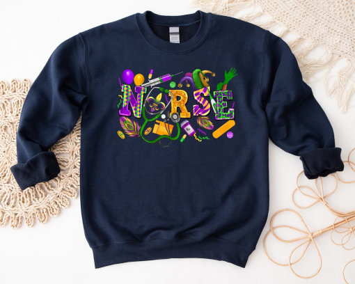 Mardi Gras Nurse Shirt, Mardi Gras Shirt, Mardi Gras Nurse Sweatshirt, Mardi Gras Festival Shirt, Nurse Shirt, Mardi Grass Carnaval Shirt,