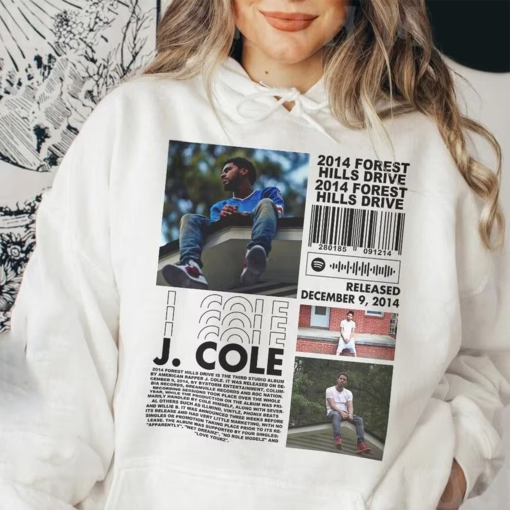 J. Cole Rap Shirt, 2014 Forest Hills Drive Album 90s Y2K Merch Vintage Rapper Hiphop, J. Cole Retro Unisex Gift Bootleg Hoodie Rap0706DK