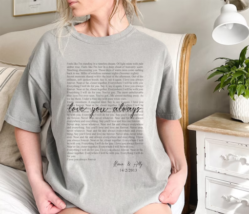 Comfort Colors® Shirt,Custom Song Lyrics Shirt, Personalized Lyric shirt, Wedding Gift, Music Gift, Music Lover Gift, Music Fan Gift