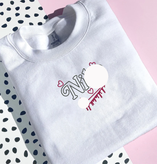 Couple Matching Heart Sweatshirts, Embroidered Custom Initial Anniversary Hoodies, Personalised Name Sleeve Anatomical Heart Top