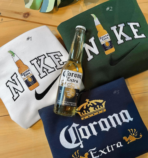 Embroidered Corona extra or light Sweatshirt or T-shirt, gifts for him, embroidered clothing, beer lovers