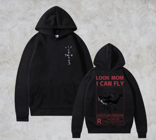 TRAVIS SCOTT HOODIE – Cactus Jack – Men – Women – Double-sided Logo Print – Look Mom I Can fly – Cactus Jack Hoodies – Hip Hop Streetwear