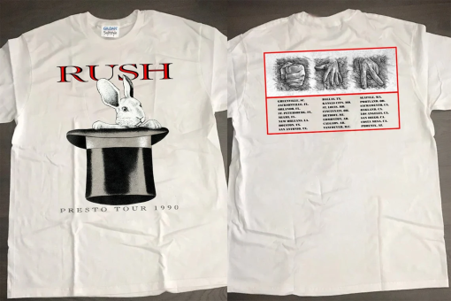 1990 Rush Rabit Presto North America Tour T-Shirt, Rush Band T-Shirt, Rush Presto Tour Shirt, Rush Tour 1990 T-Shirt, Rush Rock Band Shirt