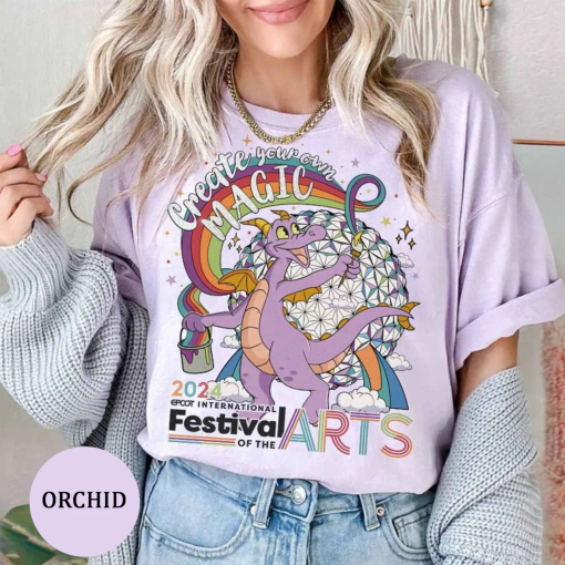 Vintage Figment Dragon Comfort Colors Shirt, Create your own magic, Epcot International Festival Of The Arts 2024 Shirt, Epcot Family Shirts