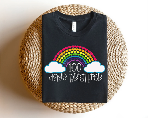 100 Days Brighter Shirt, 100 Days Of School Shirt For Girls, Rainbow 100 Days Shirt, Teacher Shirt, Toddler School Shirt, Teacher Gifts